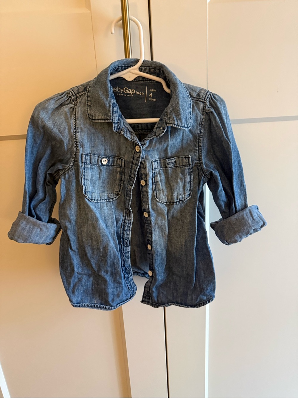 GAP Baby Denim Button-Down Shirt - Medium Blue